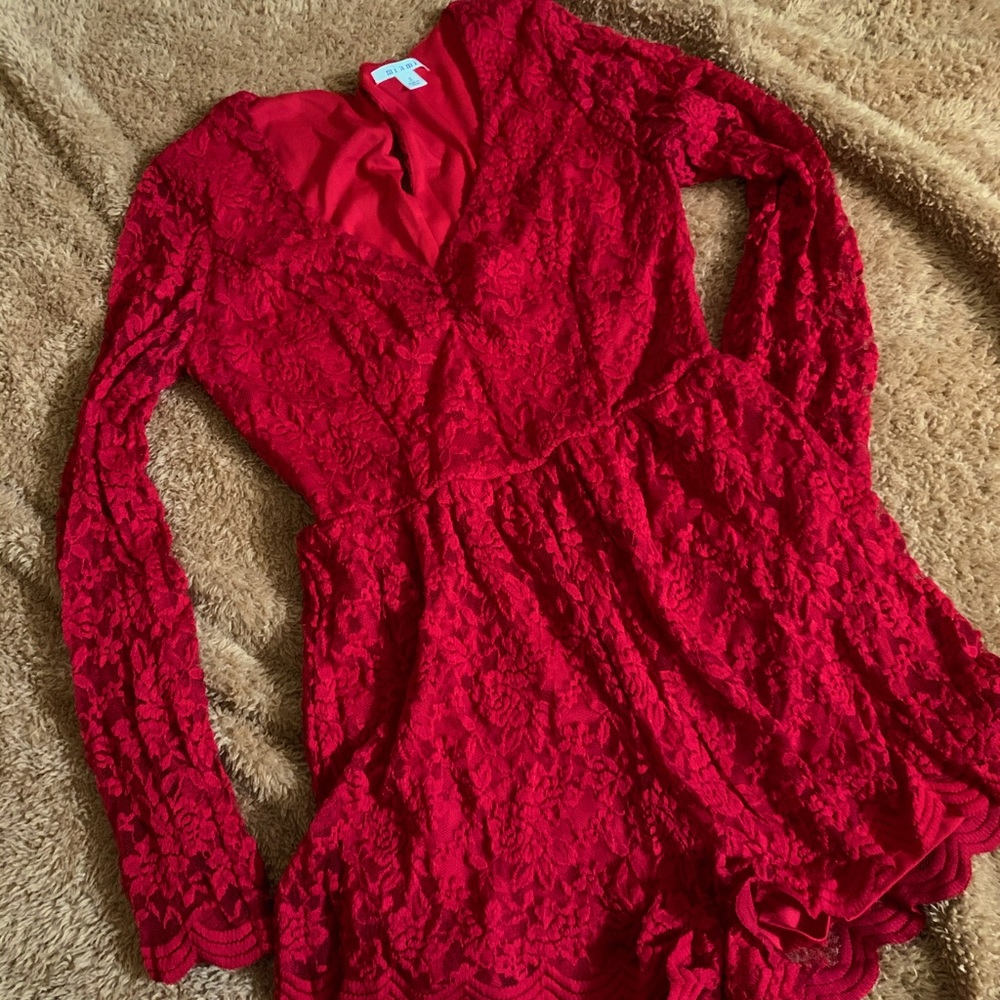 Red lace romper